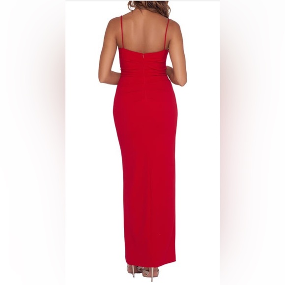 Xscape Spaghetti Strap Scuba Crepe Fit & Flare Dress - Picture 2 of 7